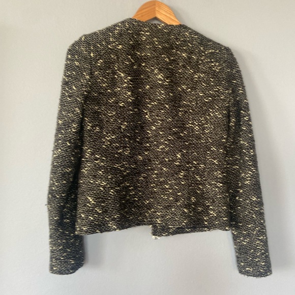 Nanette Lepore Black Speckled Tweed Fringe Blazer Jacket - Picture 5 of 7